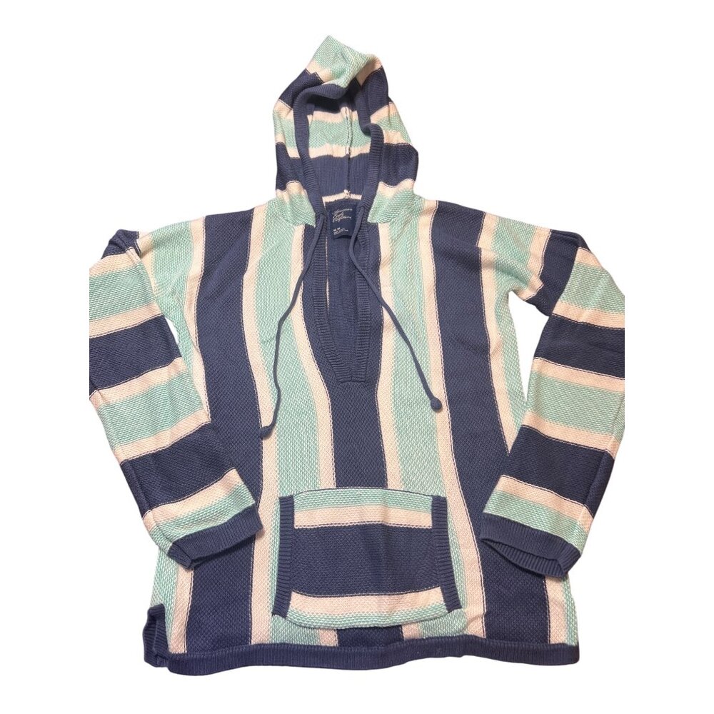 American Eagle Outfitters Striped Knit Hoodie Pullover Sweater Pocket Size M